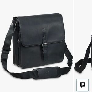 Mancini Black Leather Messenger Bag